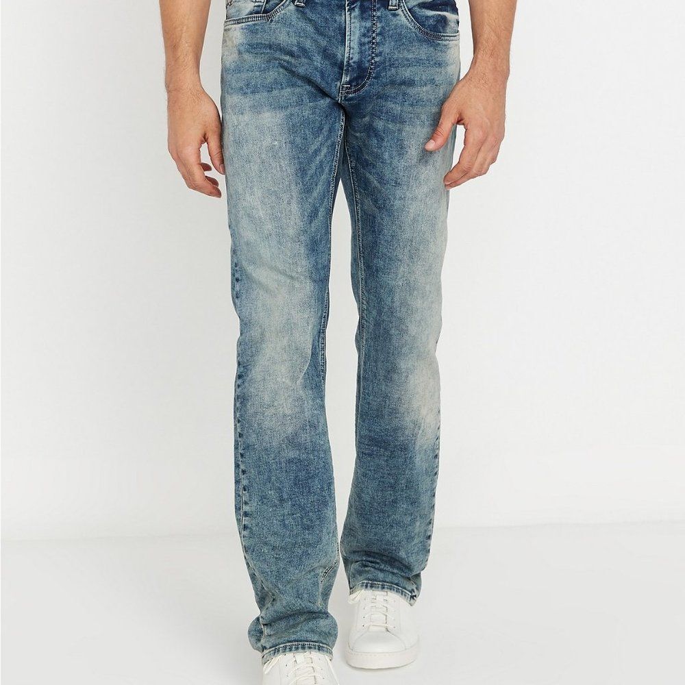 NWT Buffalo DAVID BITTON Mens Evan-X Slim Straight Stretch Jeans - Ripped, 34x32